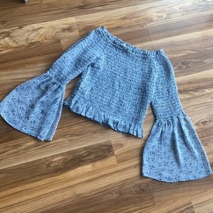 RD Style Off the Shoulder Smocked Floral Blouse M